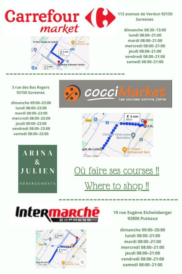 Apartament Arina & Julien La Defense-Paris Suresnes Zewnętrze zdjęcie